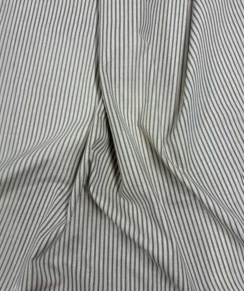 Grey and beige thinly striped fabric