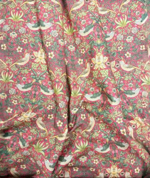 William Morris red Strawberry Thief fabric