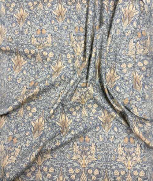 William Morris blue snakes head printed fabric