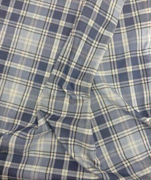 Blue tartan checked fabric