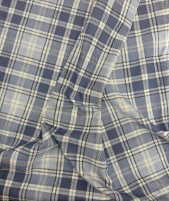 Blue tartan checked fabric