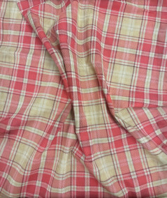 Red and beige checked fabric