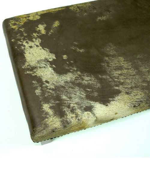 Small Brown & Gold Rectangular Cowhide Footstool 321