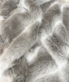 Pale taupe and cream striped faux fur fabric