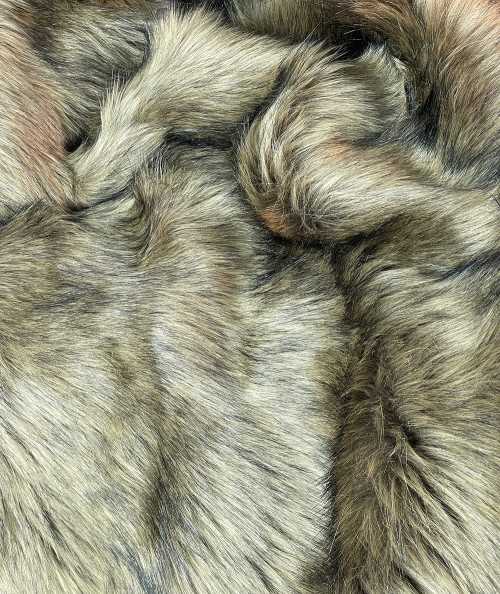 Long-haired pale brown faux fur sofa throw