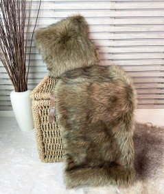 Long-haired pale brown faux fur runner