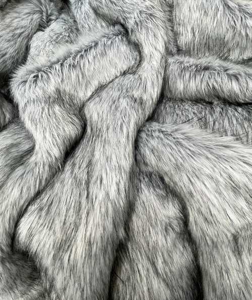 Mottled grey luxury faux fur runner