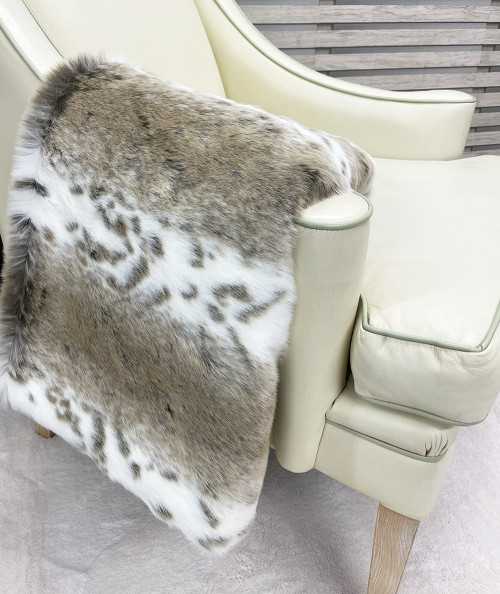 Beige Lynx Faux Fur Bed Runner