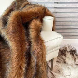 Couverture en fausse fourrure de renard | Jeté en fausse fourrure brune à longs poils | Raynard