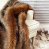 Fox Fur Faux Throw Blanket | Long Hair Brown Fur Throw | Raynard