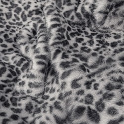 Leopardenmuster Kunstpelzdecke | Tiermuster Pelzdecke | Grauer Leopard
