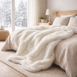 Cream Faux Fur Throw | Fake Fur Throw Richmond Cream