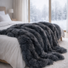 Grey Faux Fur Throw | Dark Faux Fur Throw | Grey Fake Fur Throw