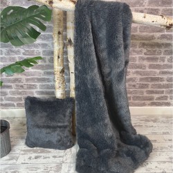 Grey Faux Fur Throw | Dark Faux Fur Throw | Grey Fake Fur Throw