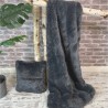 Grey Faux Fur Throw | Dark Faux Fur Throw | Grey Fake Fur Throw