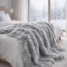 Light Grey Faux Fur Throw | Large Grey Sofa Throw | Gray Fur Throws