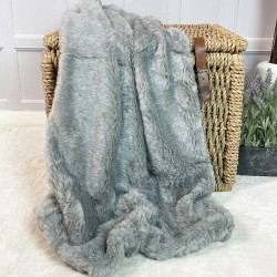 Light Grey Faux Fur Throw | Large Grey Sofa Throw | Gray Fur Throws