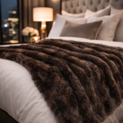 Brown Faux Fur Throw | Brown Fur Blanket | Brown Bison Fur Throw Blanket