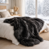 Black Bear Faux Fur Throw| Large Black Faux Fur Bedspread and Blankets