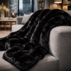 Schwarze Fell-Decke | Schwarze Kunstfell-Decke | Schwarze Panther-Decke