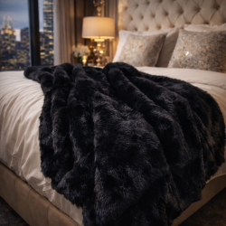 Schwarze Fell-Decke | Schwarze Kunstfell-Decke | Schwarze Panther-Decke