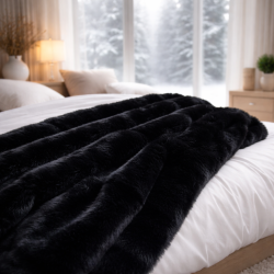Schwarze Fell-Decke | Schwarze Kunstfell-Decke | Schwarze Panther-Decke