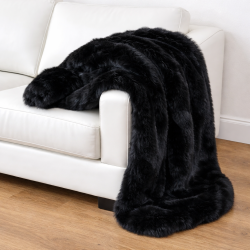 Schwarze Fell-Decke | Schwarze Kunstfell-Decke | Schwarze Panther-Decke