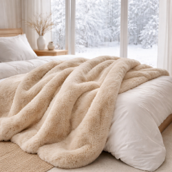 Beige Faux Fur Throw | Faux Pelt Deken | Richmond Almond Fur Throw