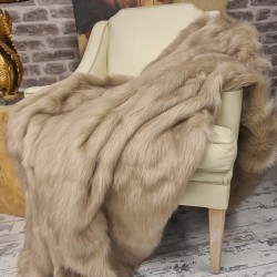 Beige Imitatiebont Plaid | Bed Imitatiebont Plaid | Langharig Bont Plaid