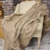 Beige Kunstfell-Decke | Bett Kunstfell-Decke | Langhaarige Fell-Decke