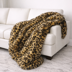 Leopard Print Faux Fur Throw | Animal Print Fur Throw | Leopard Throw