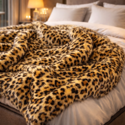 Leopard Print Faux Fur Throw | Animal Print Fur Throw | Leopard Throw