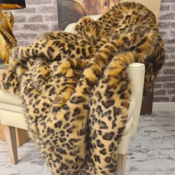 Leopard Print Faux Fur Throw | Animal Print Fur Throw | Leopard Throw