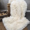 Mongolian Fur Blanket | Faux Sheepskin Throw | Cream Fur Throw