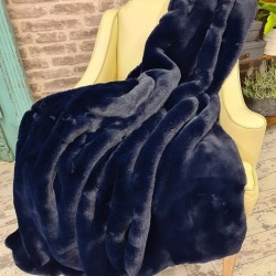 Navy Faux Fur Throw | Richmond Navy Fur Throw | Blue Fur Throw