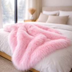 Pink Faux Fur Decke | Pinke Fell Decke | Pinke Kunstfell Decke