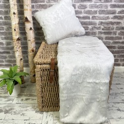Jeté en fausse fourrure argentée | Couverture en fourrure de renard argenté | Couvre-lit en fourrure de luxe