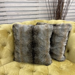 Striped Faux Fur Cushions | Wolf Fake Fur Cushions | Fur Sofa Cushions