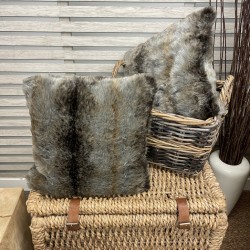 Striped Faux Fur Cushions | Wolf Fake Fur Cushions | Fur Sofa Cushions