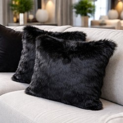 Schwarze Kunstfellkissen | Schwarze Sofakissen | Schwarze Fellkissen