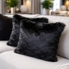 Black Faux Fur Cushions | Black Sofa Cushions | Black Fur Pillows