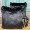Black Faux Fur Cushions | Black Sofa Cushions | Black Fur Pillows