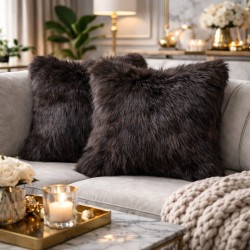 Faux Fur Kussens | Bruine Kussenhoezen | Bruine Berenvacht Bankkussens
