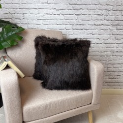 Coussins en fausse fourrure | Housses de coussin marron | Coussins de canapé en fourrure d'ours brun