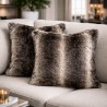 Faux Fur Kussenhoezen | Gestreepte Kussens | Donkere Chinchilla Kussens