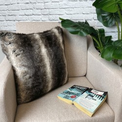 Faux Fur Cushion Covers | Striped Cushions | Dark Chinchilla Cushions
