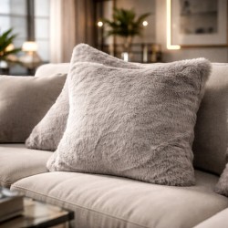 Faux-Fell-Kissen Richmond Taupe | Taupe-Fell-Kissen | Hellgraue Kissen