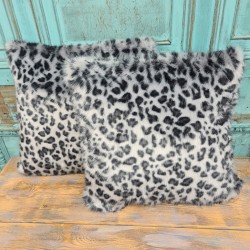 Cuscini in Finta Pelliccia di Leopardo Grigio | Cuscini in Pelliccia con Stampa Animale | Fodere per Cuscini
