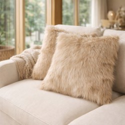 Cuscini in Pelliccia di Cammello | Cuscini in Finta Pelliccia Beige | Cuscini di Lusso Beige