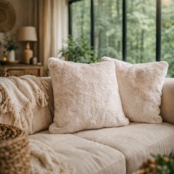Beige Frost Fur Cushions | Luxury Faux Fur Cushions and Pillows